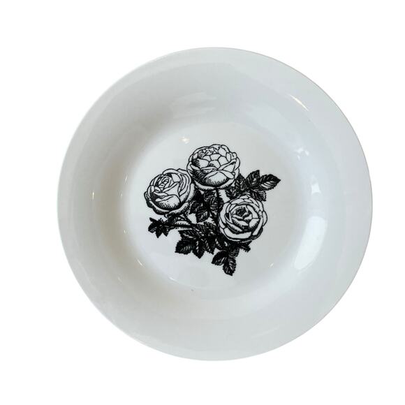 Godinger Floral Salad Plates 7.5in Porcelain Black & White Roses Set of 2 NEW - Picture 9 of 12